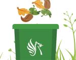 cartoon green garden waste bin with a North Somerset Council logo on the front.