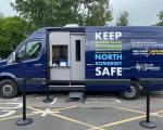 North Somerset's dark blue mobile COVID testing van