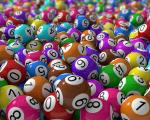 pile of multi-coloured bingo balls