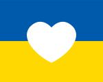 Ukraine flag with a white heart