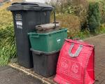 recycling bags, boxes and bins