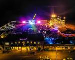 an overhead view of the Tropicana at night