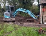 a digger on a farm