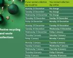 This shows a festive waste collection calendar