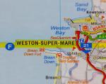 This map shows the area of Weston super Mare