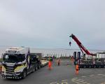 This shows the crane arriving to start work on Birnbeck Pier