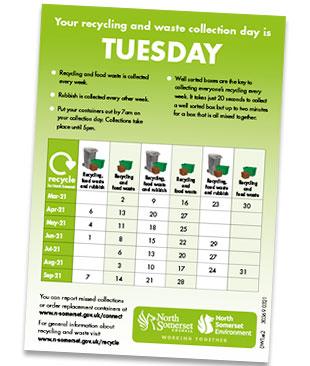 example of a north somerset waste collection calendar