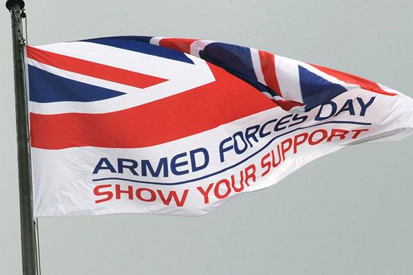 armed forces day flag flying in the wind