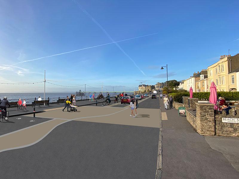 mock up of Clevedon seafront