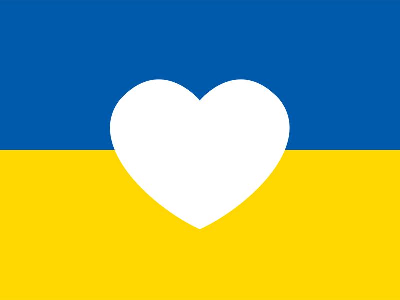 Ukraine flag with a white heart