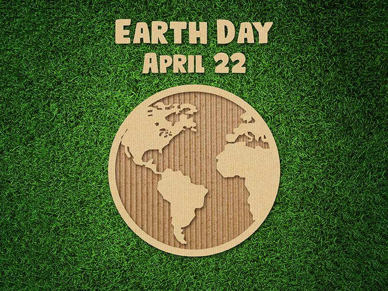 Graphic showing world for Earth Day