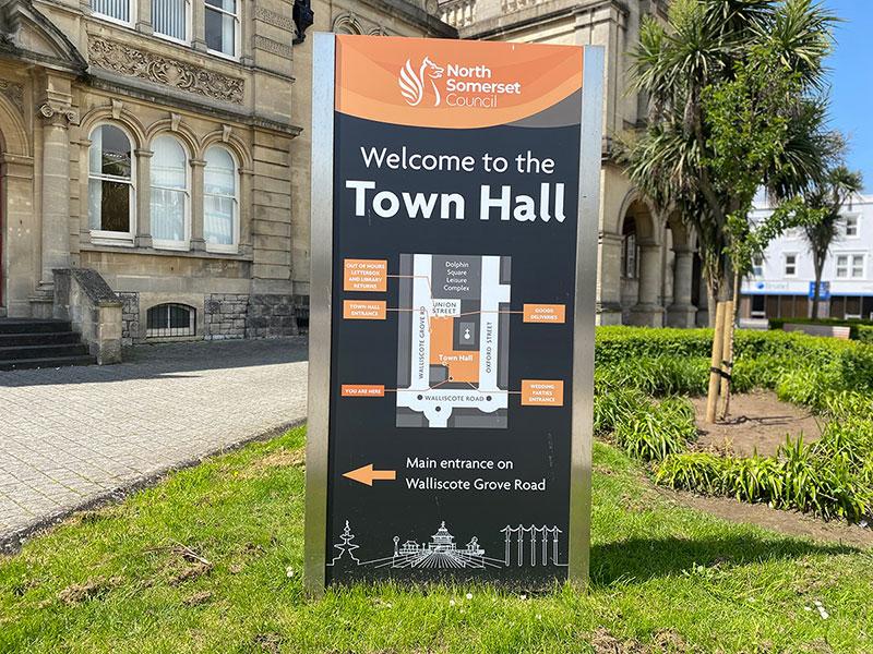 Town Hall information sign