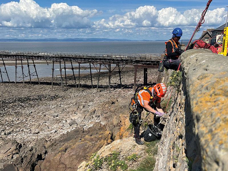 Repair workers abseiling down Weston's Victorian sea walls