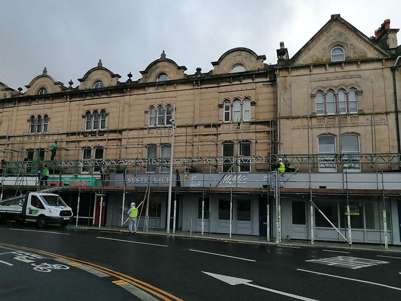 scaffolding on buildings in Walliscote Road, Weston-super-Mare