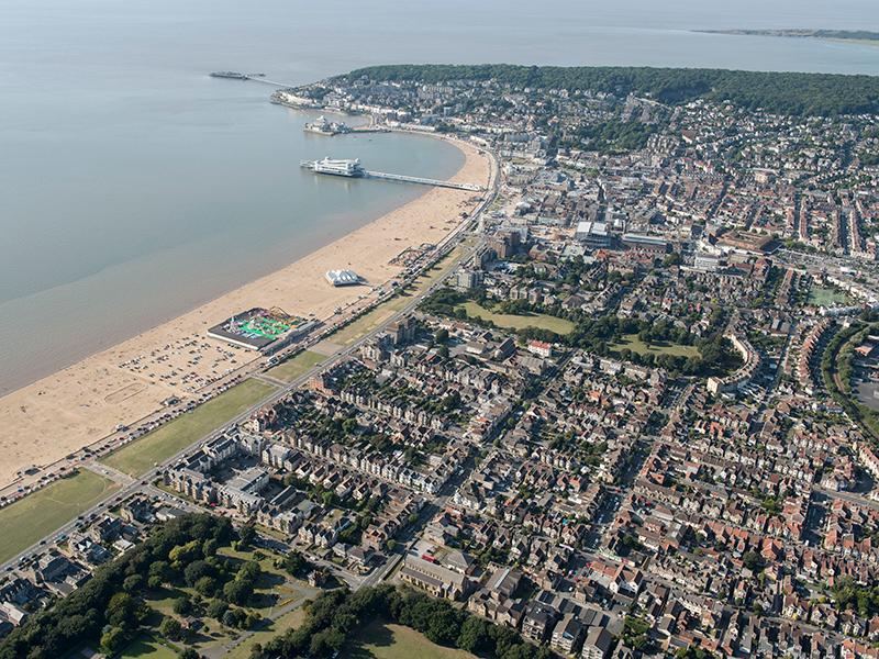 aerial shot of Weston-super-Mare