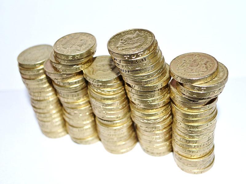 Piles of pound coins