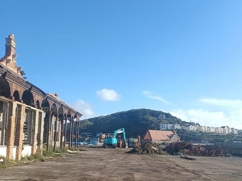 Diggers on site at Birnbeck Pier