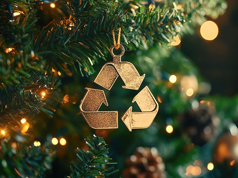 recycling logo on Christmas tree