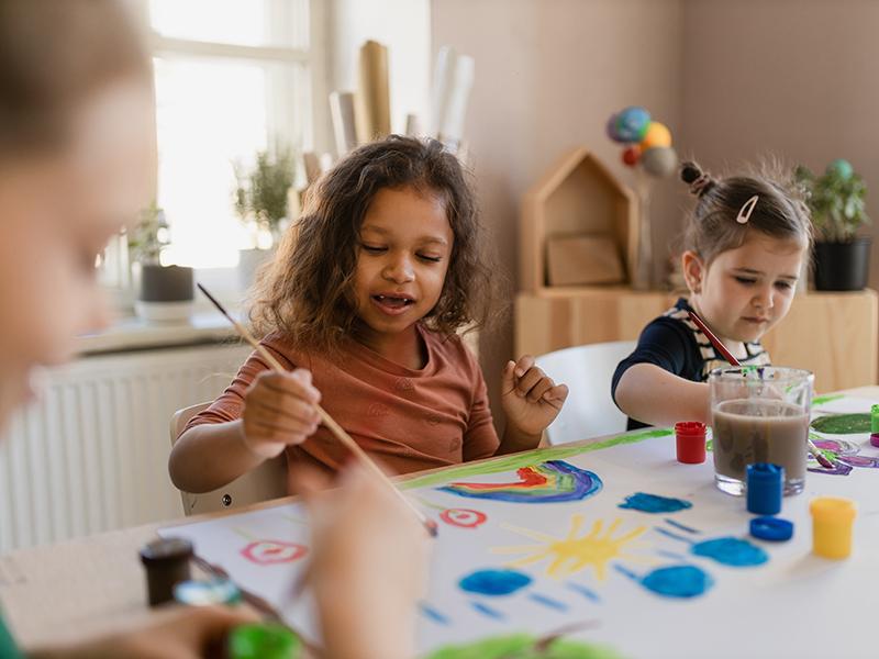 children doing crafts