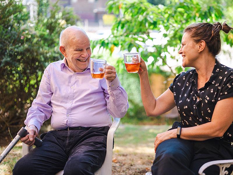 Two people enjoying a drink