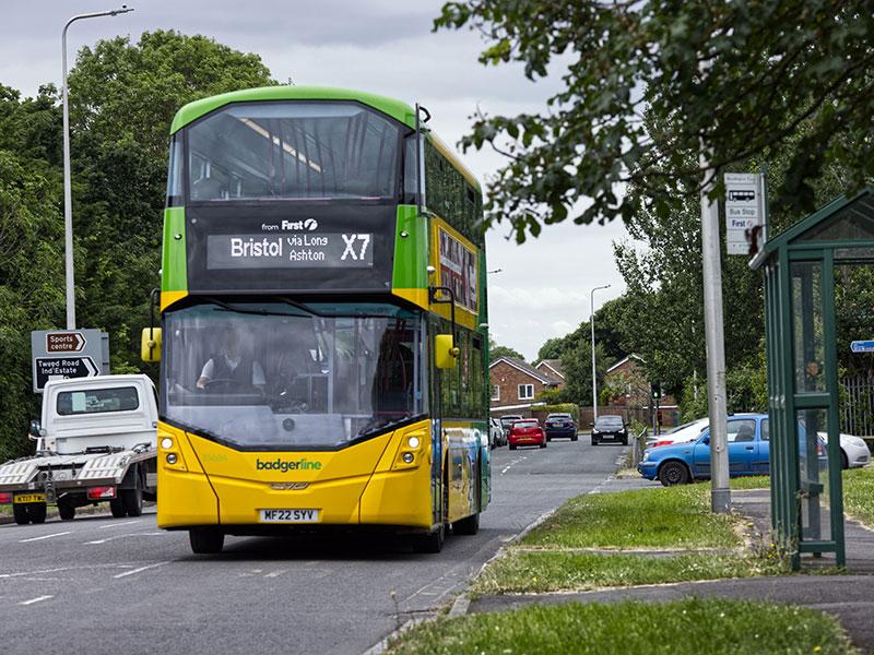 a bus in Long Ashton