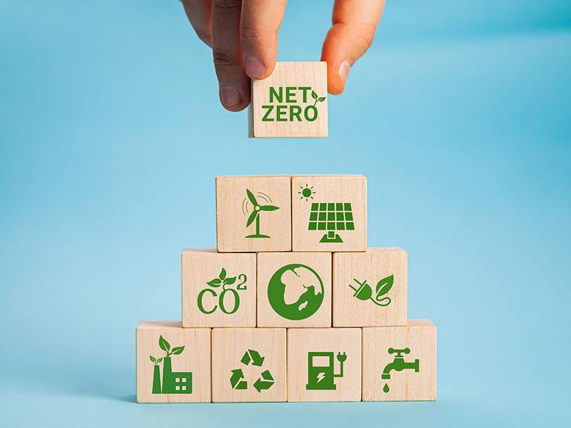 Image of building blocks with eco messaging