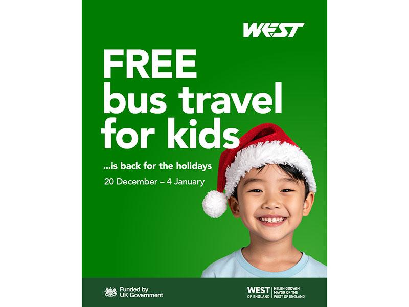 This shows a free bus travel offer for children