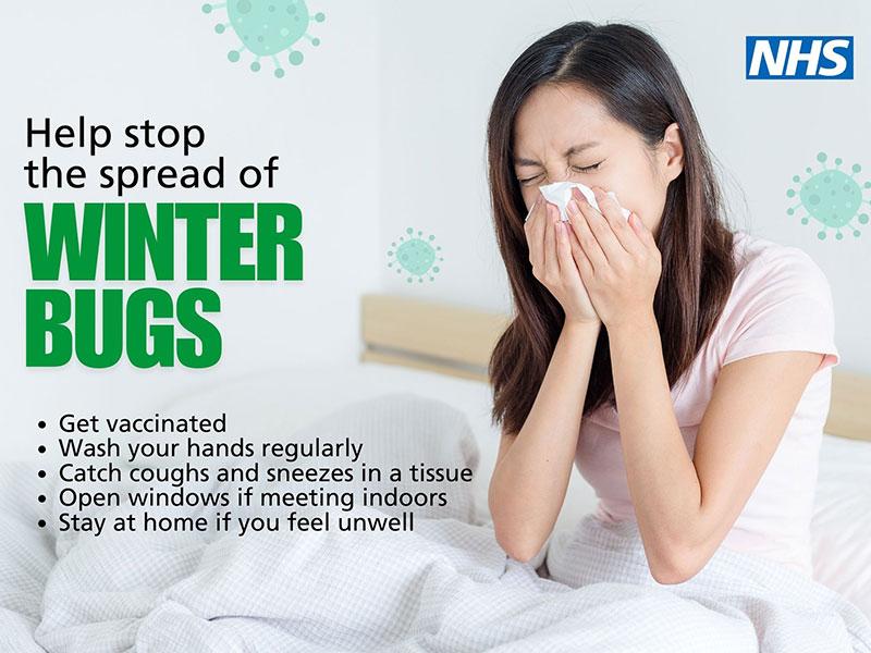 This shows an NHS poster regarding winter bugs
