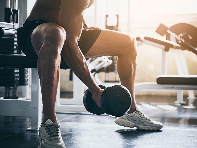 This shows someone working out in a gym