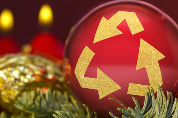 Christmas bauble with recycling logo