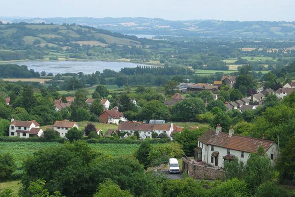 View of countryside at Blagdon Lake
