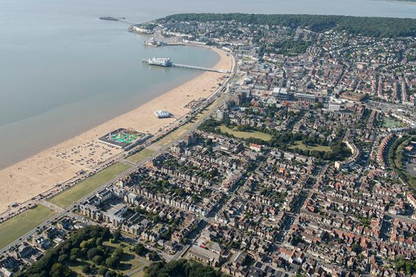 aerial shot of Weston-super-Mare