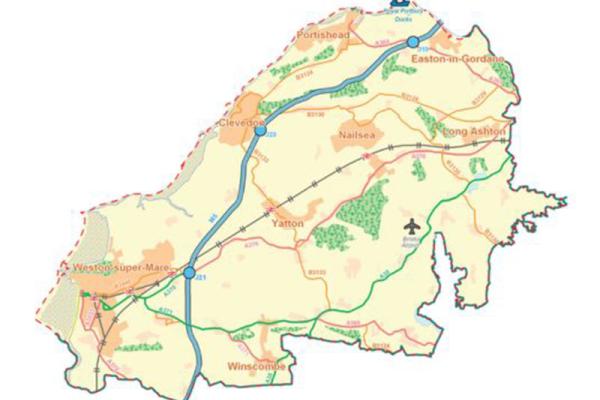 map of North Somerset