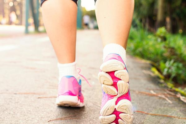 close up of person's feet when walking