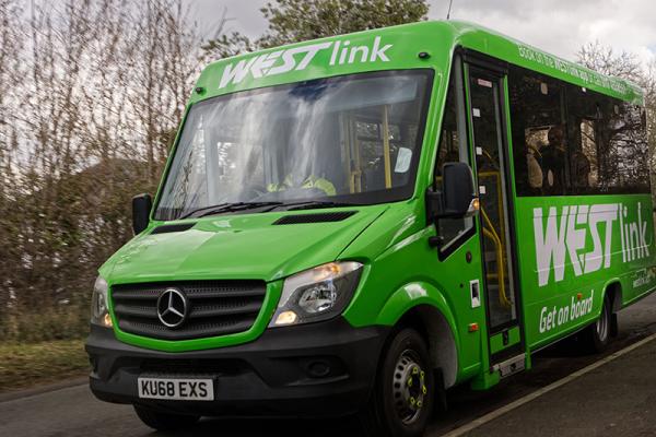 This image shows a photo of a WESTlink bus