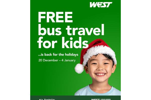 This shows a free bus travel offer for children