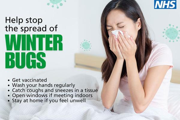 This shows an NHS poster regarding winter bugs